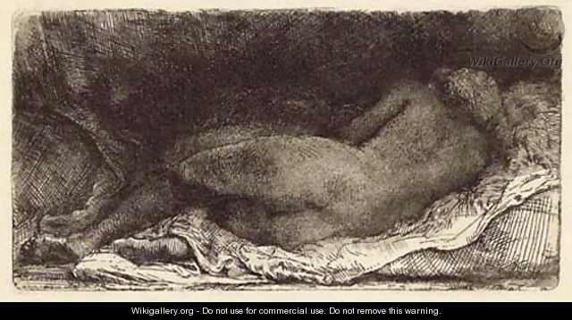 A Negress lying down - Rembrandt Van Rijn