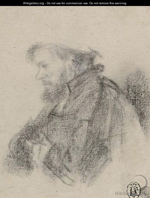 A bearded man, half-length, in profile to the left - Rembrandt Van Rijn