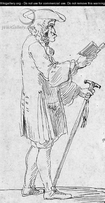 Caricature of Man holding a Stick and a Book - Raymond Lafage