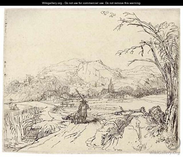 Landscape with a Sportsman and Dog - Rembrandt Van Rijn