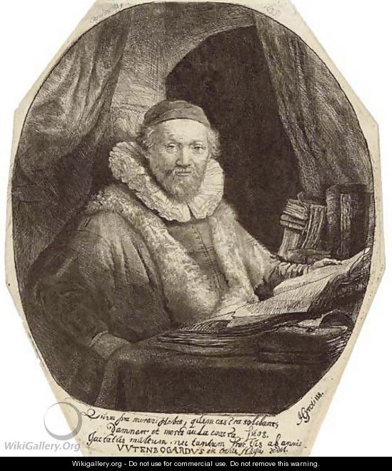 Jan Uytenbogaert, Preacher of the Remonstrants - Rembrandt Van Rijn