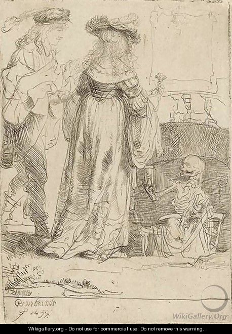 Death appearing to a wedded Couple from an open Grave 2 - Rembrandt Van Rijn