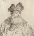 An old Man with a divided Fur Cap - Rembrandt Van Rijn