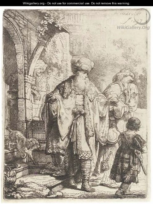 Abraham casting out Hagar and Ishmael - Rembrandt Van Rijn