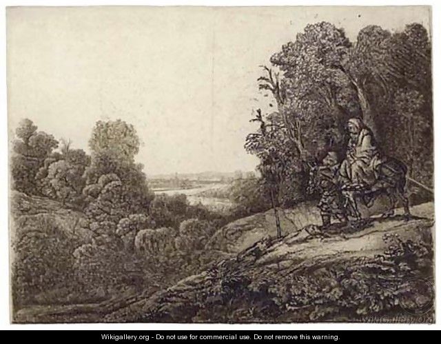 The Flight into Egypt Altered from Seghers - Rembrandt Van Rijn
