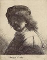 Self-Portrait in a Cap and Scarf with Face dark Bust - Rembrandt Van Rijn