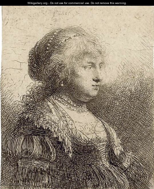 Saskia with Pearls in her Hair - Rembrandt Van Rijn
