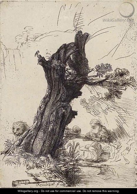Saint Jerome beside a Pollard Willow - Rembrandt Van Rijn