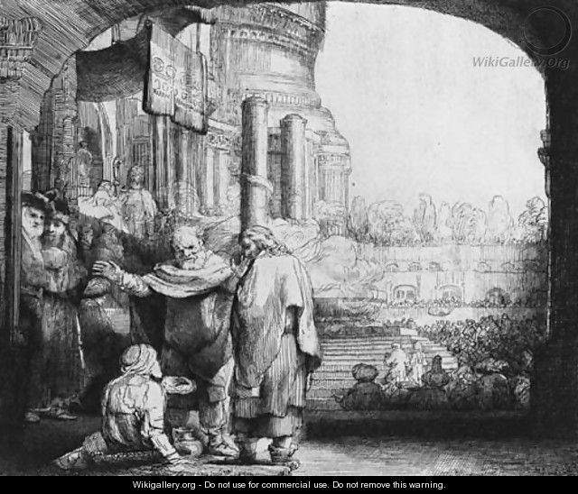Peter and John healing the Cripple at the Gate of the Temple - Rembrandt Van Rijn