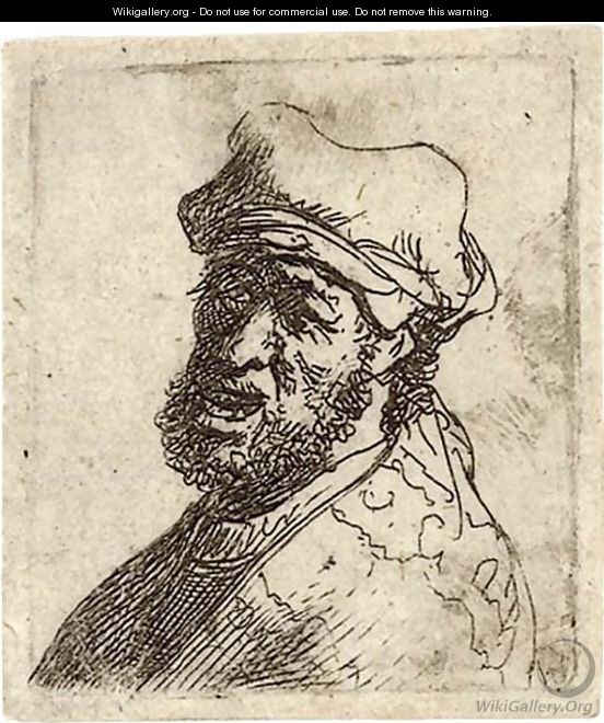 Man crying out, three-quarters left Bust - Rembrandt Van Rijn