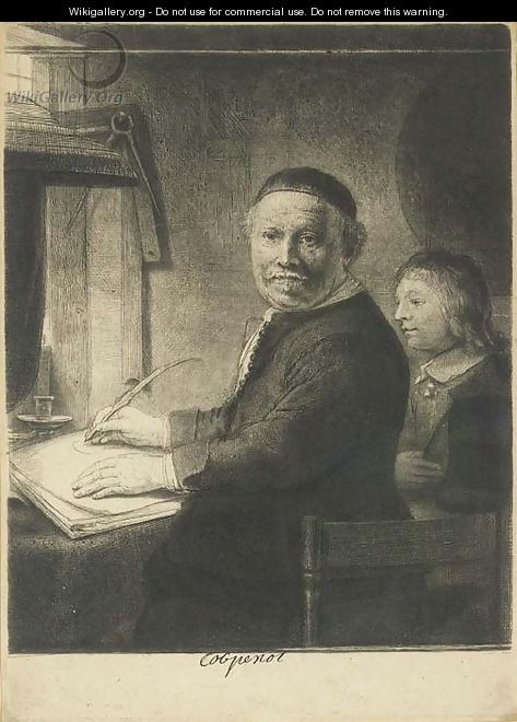 Lieven Willemsz. van Coppenol, Writing-Master Small Plate - Rembrandt Van Rijn