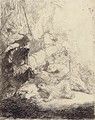 The Small Lion Hunt (with two Lions) - Rembrandt Van Rijn