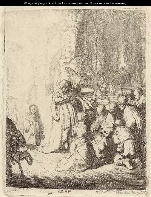 The Presentation in the Temple with the Angel Small Plate - Rembrandt Van Rijn