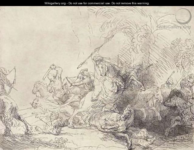 The Large Lion Hunt - Rembrandt Van Rijn