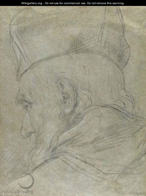 Head of a prelate, seen from behind, wearing a biretta - Pietro Lucatelli