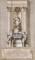 Design for the tomb of Pope Clement XI Albani with allegories of Strength and Religion flanking a sarcophagus - Pietro Bracci