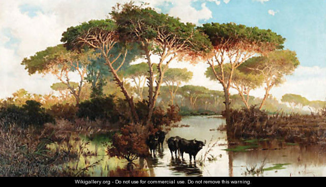 Cattle in the Pontine Marshes - Pietro Barucci