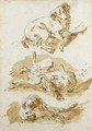 Three studies of a dog frolicking - Pietro Antonio Novelli