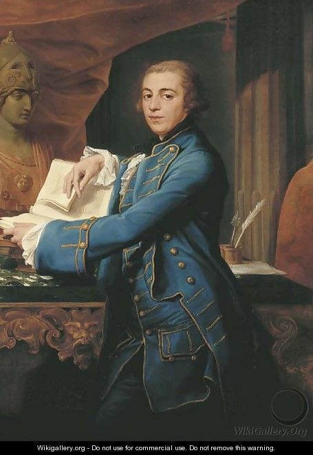 Portrait of John Crewe, later 1st Baron Crewe (1742-1829), three-quarter-length, in a gold-embroidered blue coat and waistcoat - Pompeo Gerolamo Batoni
