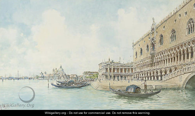 A goldolier before the Molo, Venice - Rafael Senet y Perez