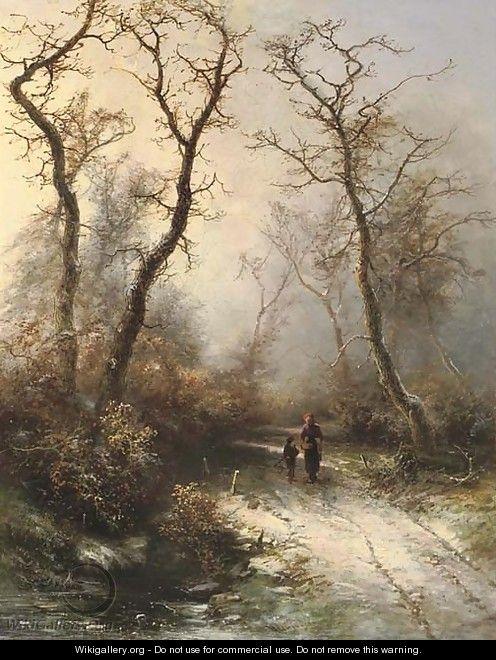 In the forest in winter - Pieter Lodewijk Francisco Kluyver
