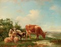 Cattle in an extensive river landscape - Pieter Jan Guise