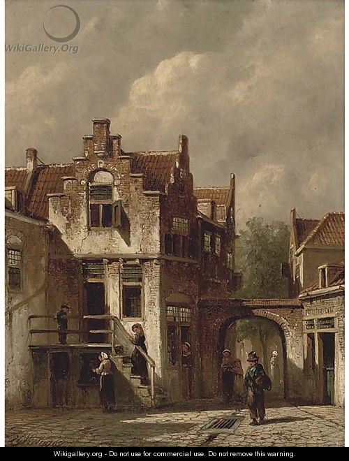 A continental street scene - Pieter Gerard Vertin