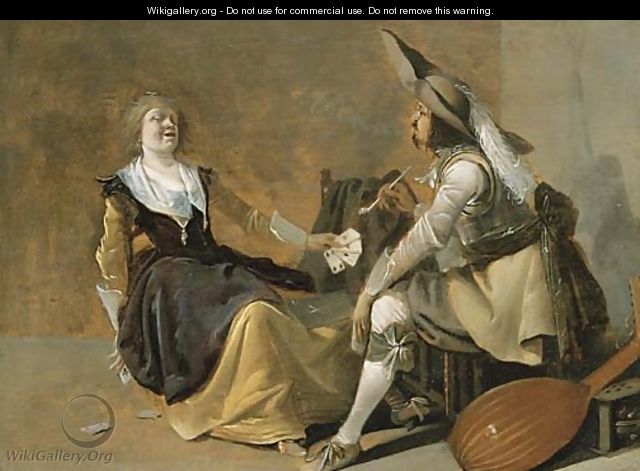 A soldier and a laughing girl in an interior - Pieter Jansz. Quast