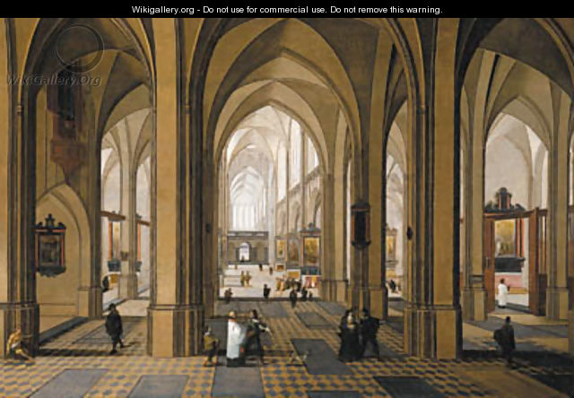 The interior of a Gothic church with elegant company - Peeter, the Elder Neeffs
