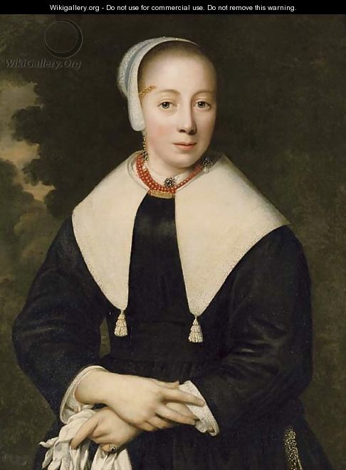 Portrait of a lady, three-quarter-length, with a coral necklace - Pieter Nason