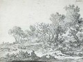 An extensive wooded landscape with a shepherd and his flock - Pieter de Molyn