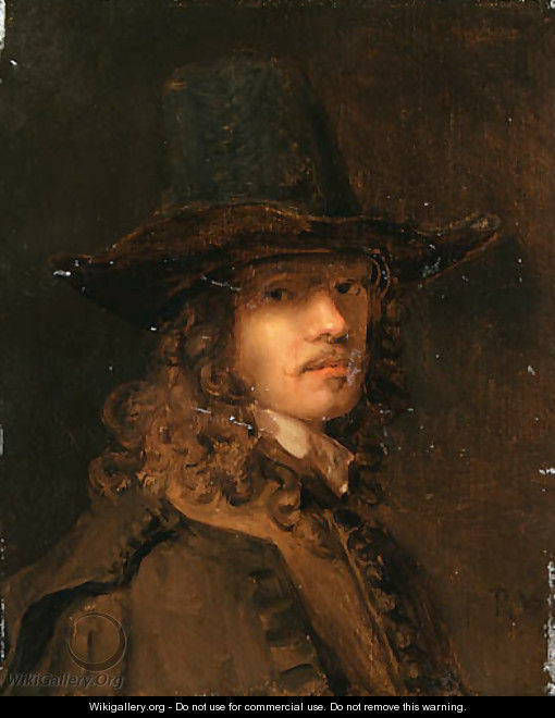 Portrait of a man, bust-length, in a brown coat and hat - Pieter Harmansz Verelst