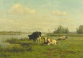 Cows in a river landscape - Pieter Stortenbeker
