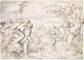 The rape of the Tanagran women by Triton, Apollo in his chariot in the background - Pierre Brebiette