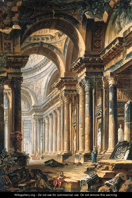 The interior of a Basilica - Pierre-Antoine Demachy