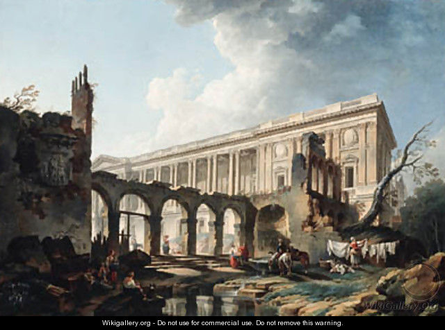 The clearing of the Colonnade du Louvre and the Demolition of the Hotel Rouille - Pierre-Antoine Demachy