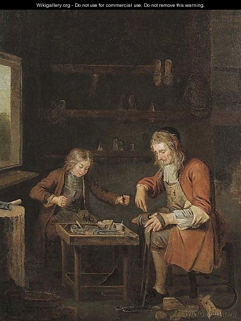 A shoemaker and his apprentice - Pieter Angellis