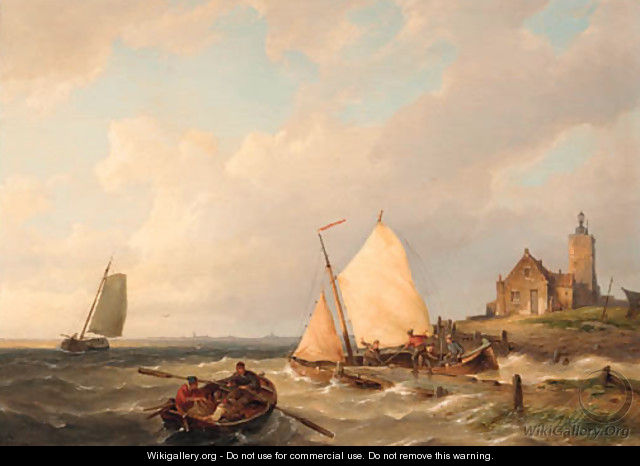 Fishermen off the coast - Pieter Christiaan Cornelis Dommersen