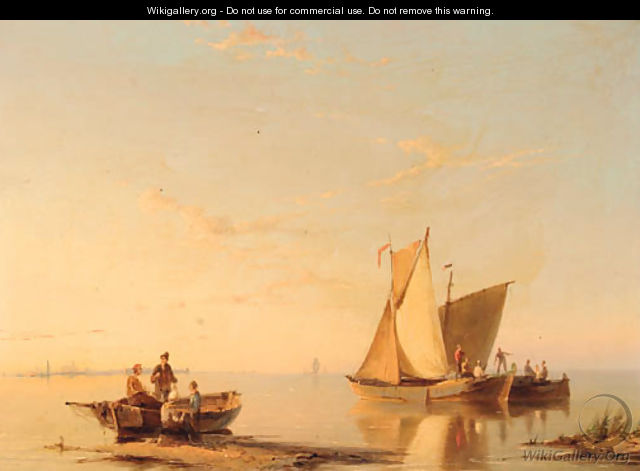 Dutch fishing boats on the Maas - Pieter Christiaan Cornelis Dommersen