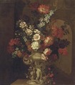 Mixed flowers in a sculpted - Pieter Casteels III