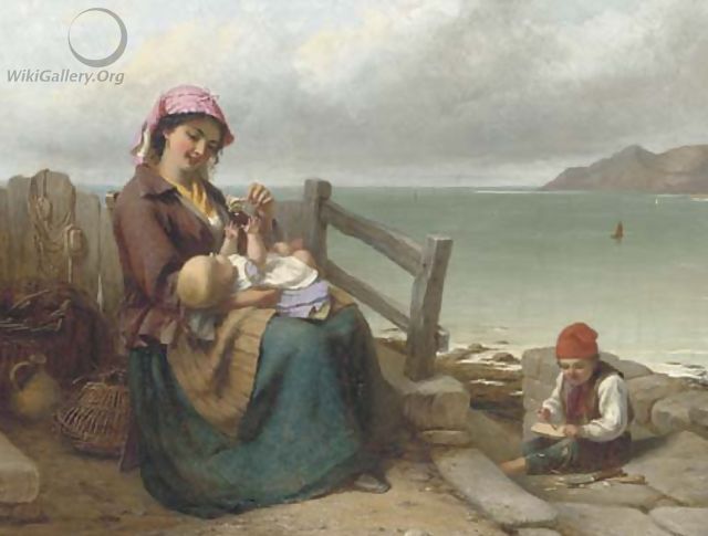Mother and Child by the Seaside - Thomas Brooks