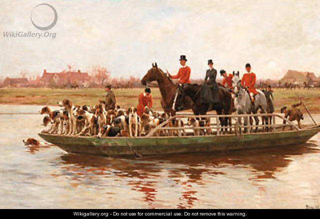 The York and Ainsty Hounds on the Ferry at Newby - Thomas Blinks