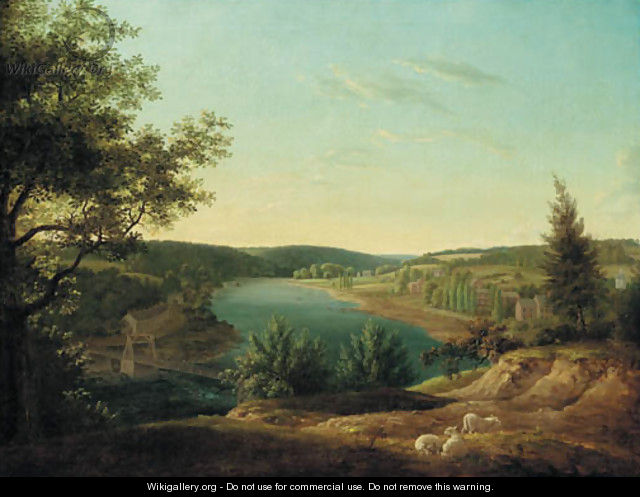 View of the Chain Bridge and Falls of Schuylkill, Five Miles from Philadelphia - Thomas Birch
