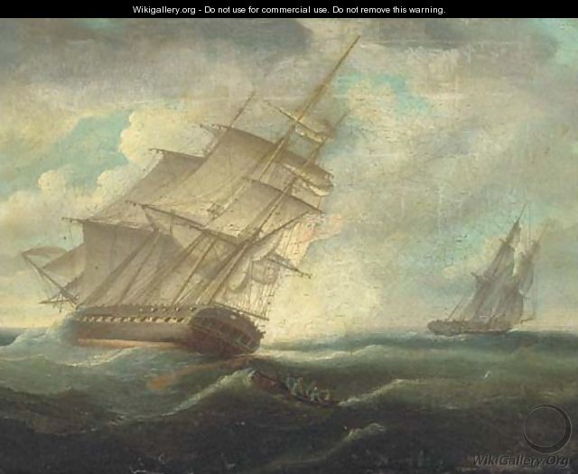 A British frigate heeling in the breeze - Thomas Buttersworth