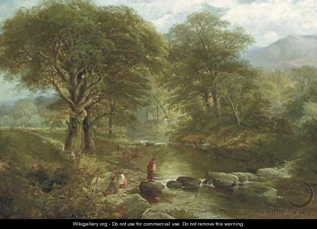 Figures by a River in the Woods - Thomas Creswick