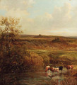 Cattle watering in an extensive landscape - Thomas Creswick