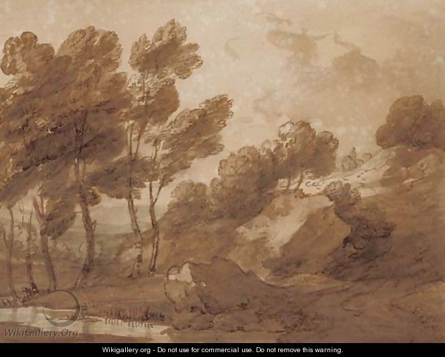 A landscape with trees by a pool - Thomas Gainsborough