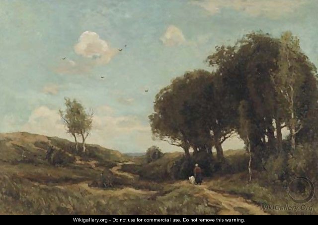 Crossing the heath - Theophile Emile Achille De Bock