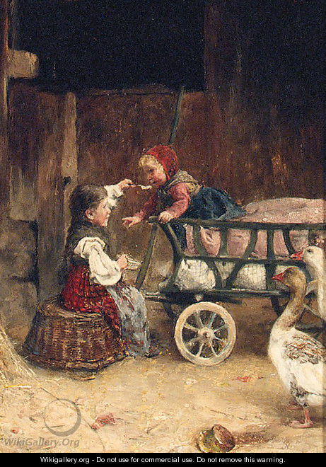 Feeding The Baby - Theodor Gustav Ernst Schmidt