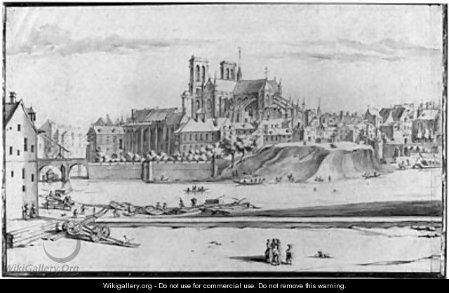 View of the Cathedral of Notre-Dame, Paris, seen from the back - Theodor Matham